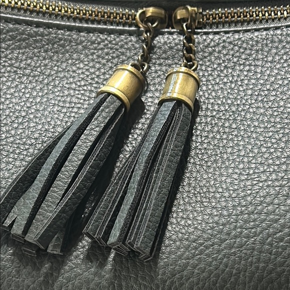 Gray Crossbody Bag with Tassel Detail and Adjustable Strap - Picture 8 of 11